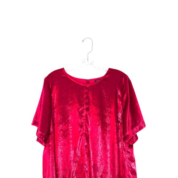 Lane Bryant Blouse Plus Short Sleeve Red Holiday Party Christmas Party Size 18 - Picture 3 of 11